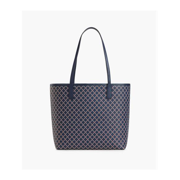 Talbots Printed Saffiano Tote Bag Blue White‎ Red Weave - Picture 1 of 15